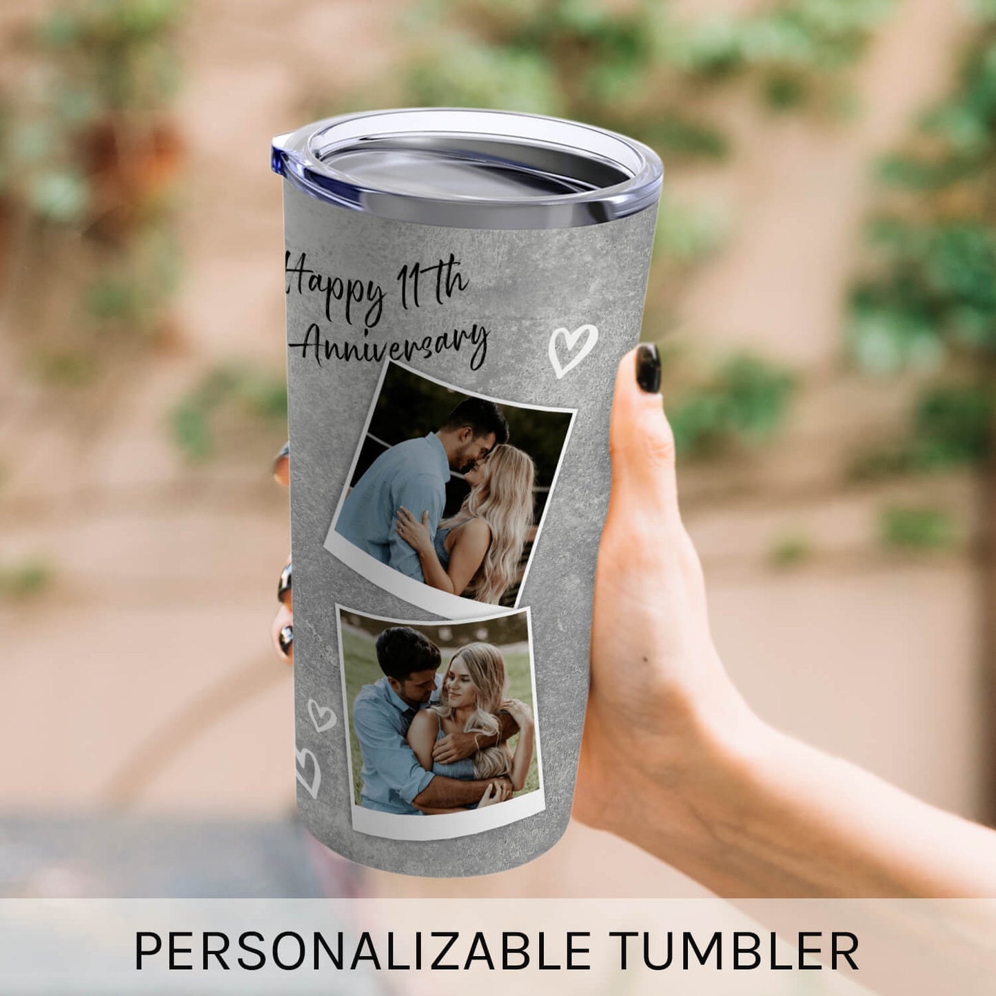 Happy 11th Anniversary - Personalized 11 Year Anniversary gift For Husband or Wife - Custom Tumbler - MyMindfulGifts