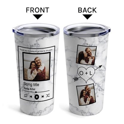 Thank You For Being On My Side - Personalized 24 Year Anniversary gift For Husband or Wife - Custom Tumbler - MyMindfulGifts