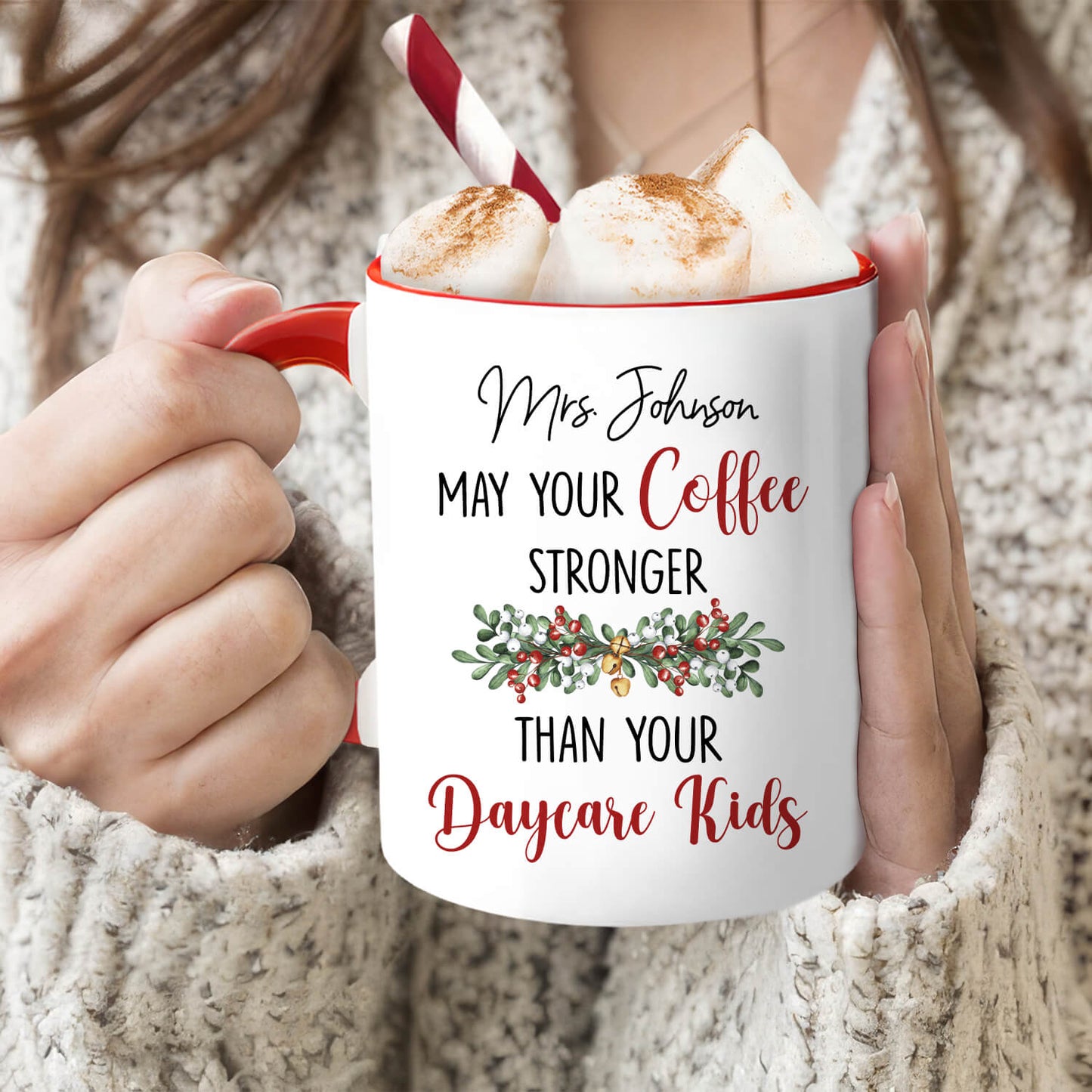 May Your Coffee Stronger Than Your Daycare Kids - Personalized Teacher's Day, Birthday or Christmas gift For Teacher - Custom Accent Mug - MyMindfulGifts
