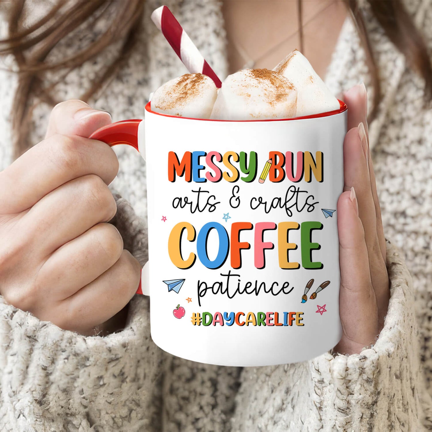 Messy Bun - Personalized Birthday or Christmas gift For Daycare Teacher - Custom Accent Mug - MyMindfulGifts
