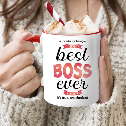 Thanks For Being The Best Boss Ever - Personalized Boss's Day, Birthday or Christmas gift For Boss or Boss Lady - Custom Accent Mug - MyMindfulGifts