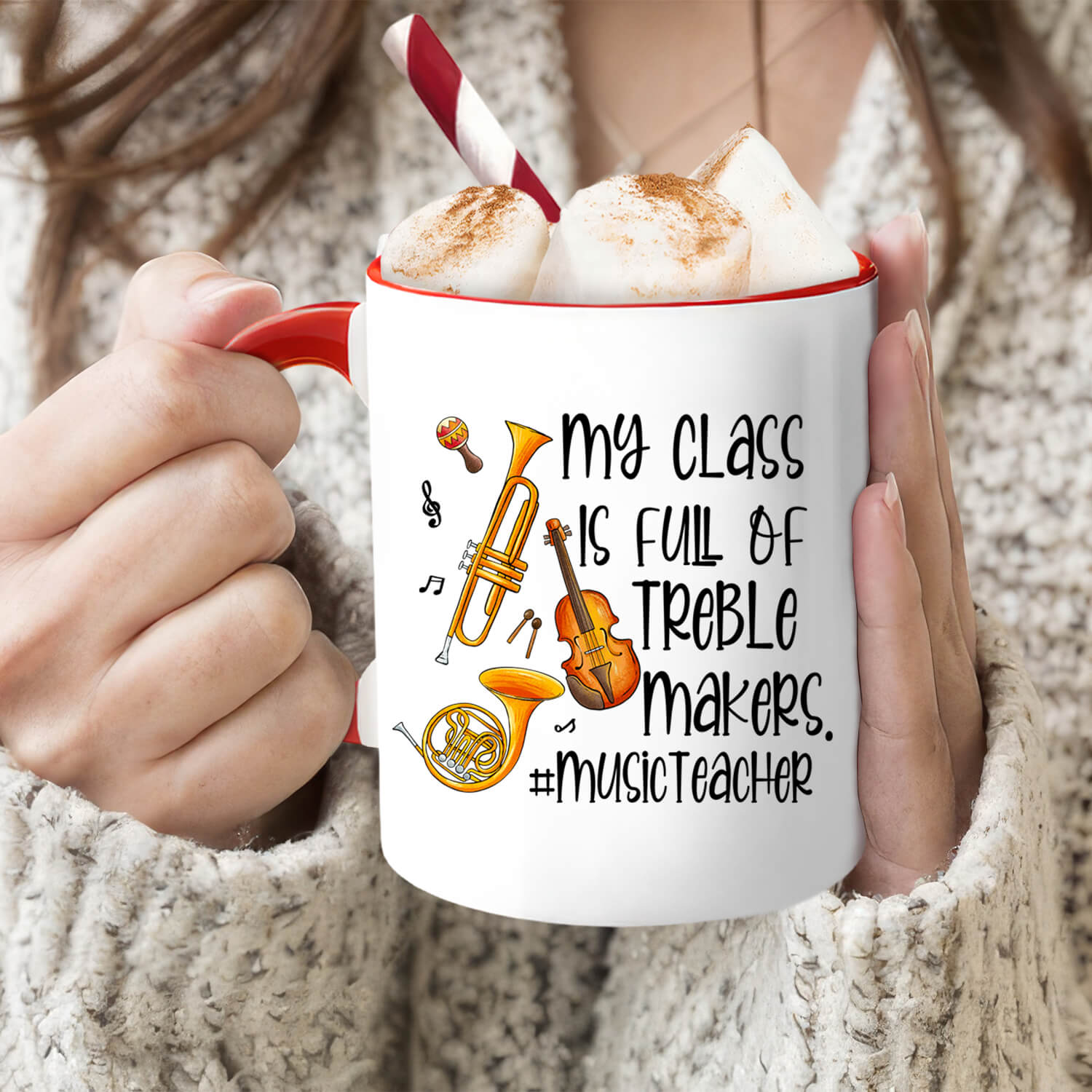 My Class Is Full Of Treble Makers - Personalized Teacher's Day, Birthday or Christmas gift For Music Teacher - Custom Accent Mug - MyMindfulGifts