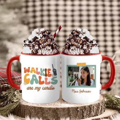 Walkie Calls Are My Cardio - Personalized Teacher's Day, Birthday or Christmas gift For Special Education Teacher - Custom Accent Mug - MyMindfulGifts