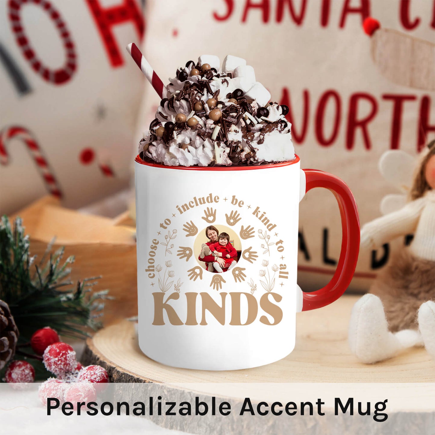 Choose To Include Be Kind To All Kinds - Personalized Teacher's Day, Birthday or Christmas gift For Special Education Teacher - Custom Accent Mug - MyMindfulGifts