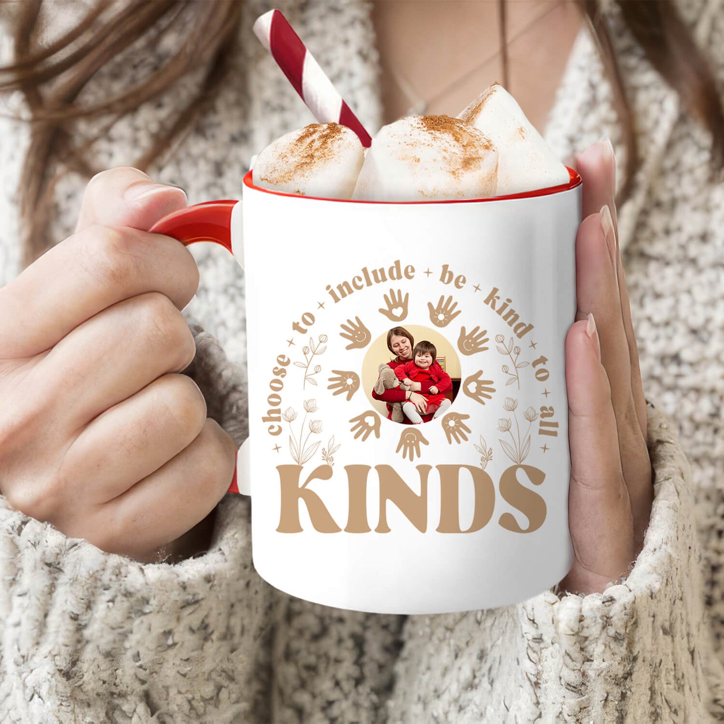 Choose To Include Be Kind To All Kinds - Personalized Teacher's Day, Birthday or Christmas gift For Special Education Teacher - Custom Accent Mug - MyMindfulGifts