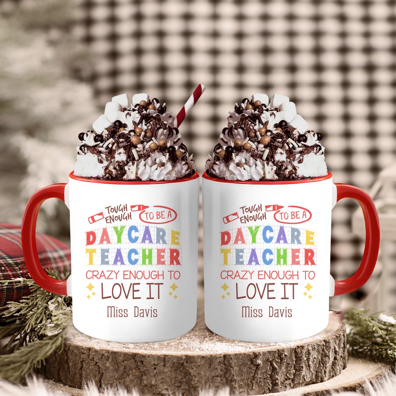 Crazy Enough To Love It - Personalized Teacher's Day, Birthday or Christmas gift For Daycare Teacher - Custom Accent Mug - MyMindfulGifts