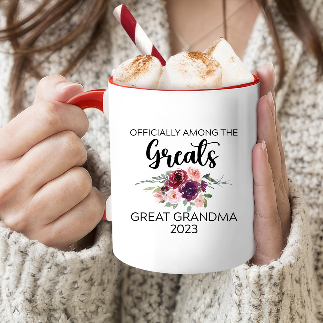 Officially Among The Greats - Personalized Mother's Day, Birthday or Christmas gift For Great Grandma - Custom Accent Mug - MyMindfulGifts