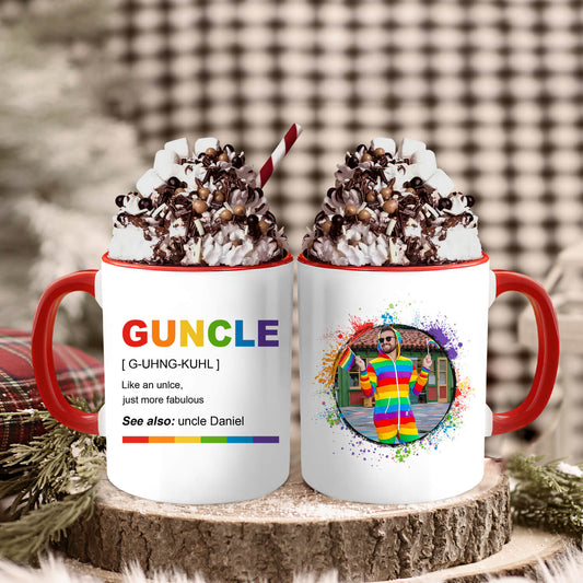 Guncle - Personalized Pride Month, Birthday or Christmas gift For Gay Uncle - Custom Accent Mug - MyMindfulGifts