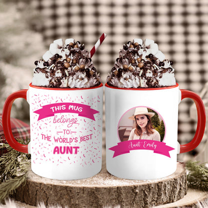 World's Best Aunt - Personalized Birthday or Christmas gift For Aunt - Custom Accent Mug - MyMindfulGifts