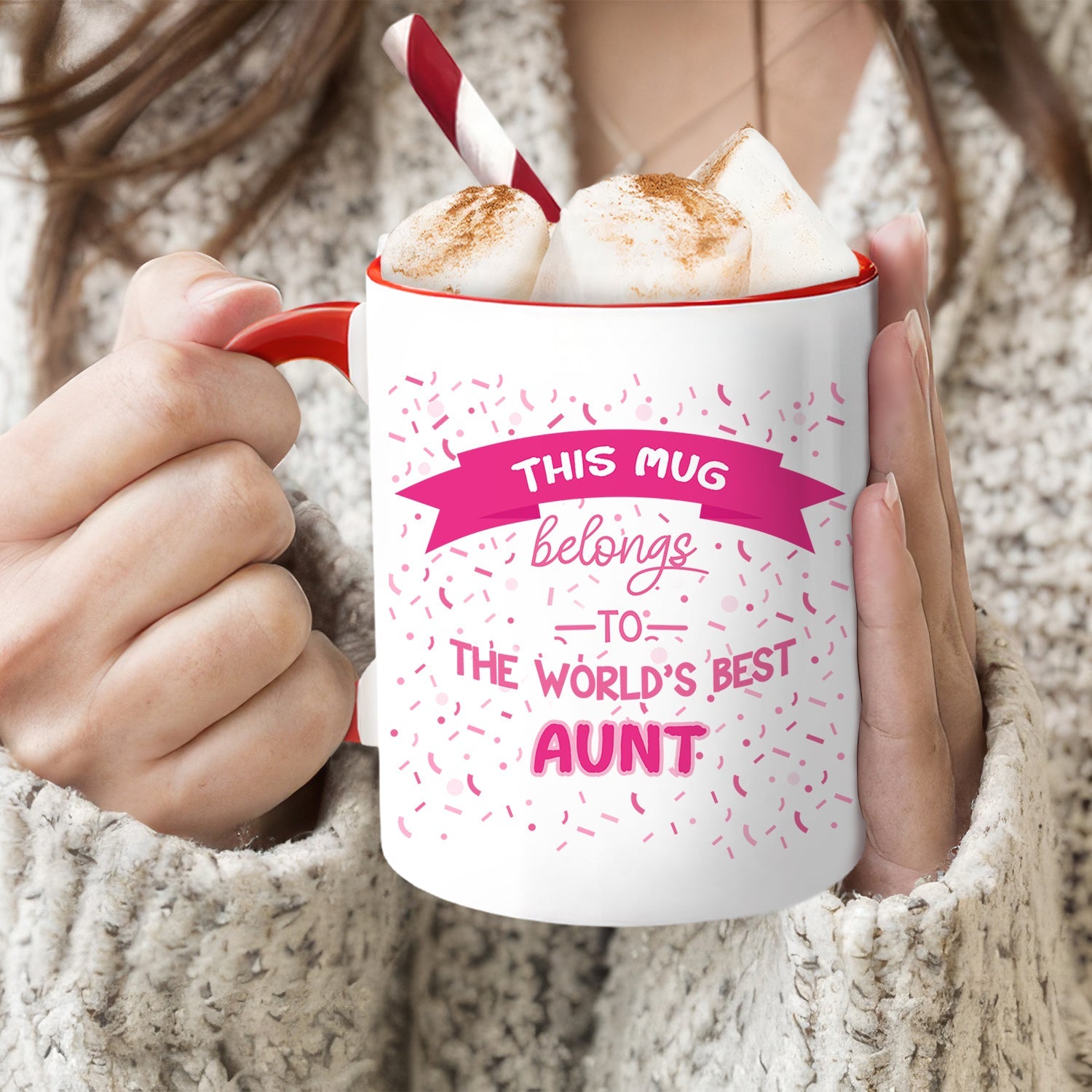 World's Best Aunt - Personalized Birthday or Christmas gift For Aunt - Custom Accent Mug - MyMindfulGifts