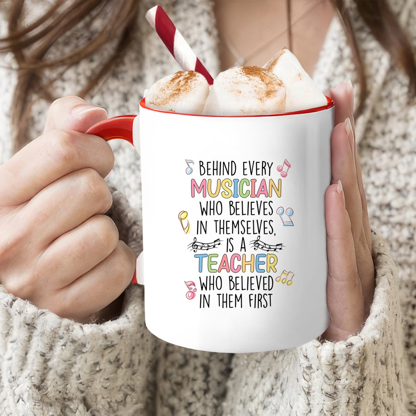 Behind Every Musician - Personalized Teacher's Day, Birthday or Christmas gift For Music Teacher - Custom Accent Mug - MyMindfulGifts