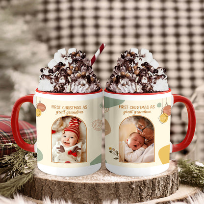 First Christmas as Great Grandma - Personalized First Christmas gift For Great Grandma - Custom Accent Mug - MyMindfulGifts