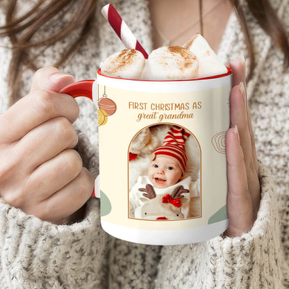 First Christmas as Great Grandma - Personalized First Christmas gift For Great Grandma - Custom Accent Mug - MyMindfulGifts