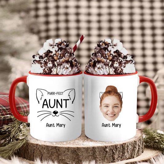 Purr-fect Aunt - Personalized Birthday or Christmas gift For Aunt - Custom Accent Mug - MyMindfulGifts