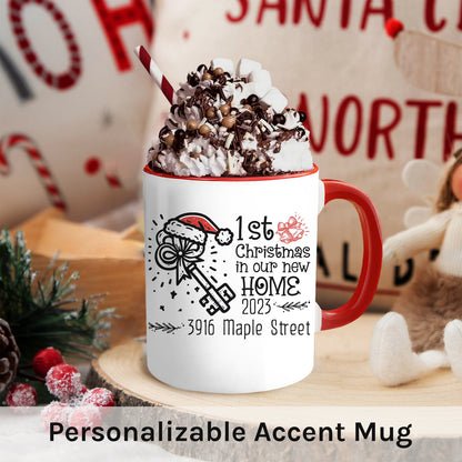 1st Christmas In Our New Home - Personalized First Christmas gift For Family - Custom Accent Mug - MyMindfulGifts