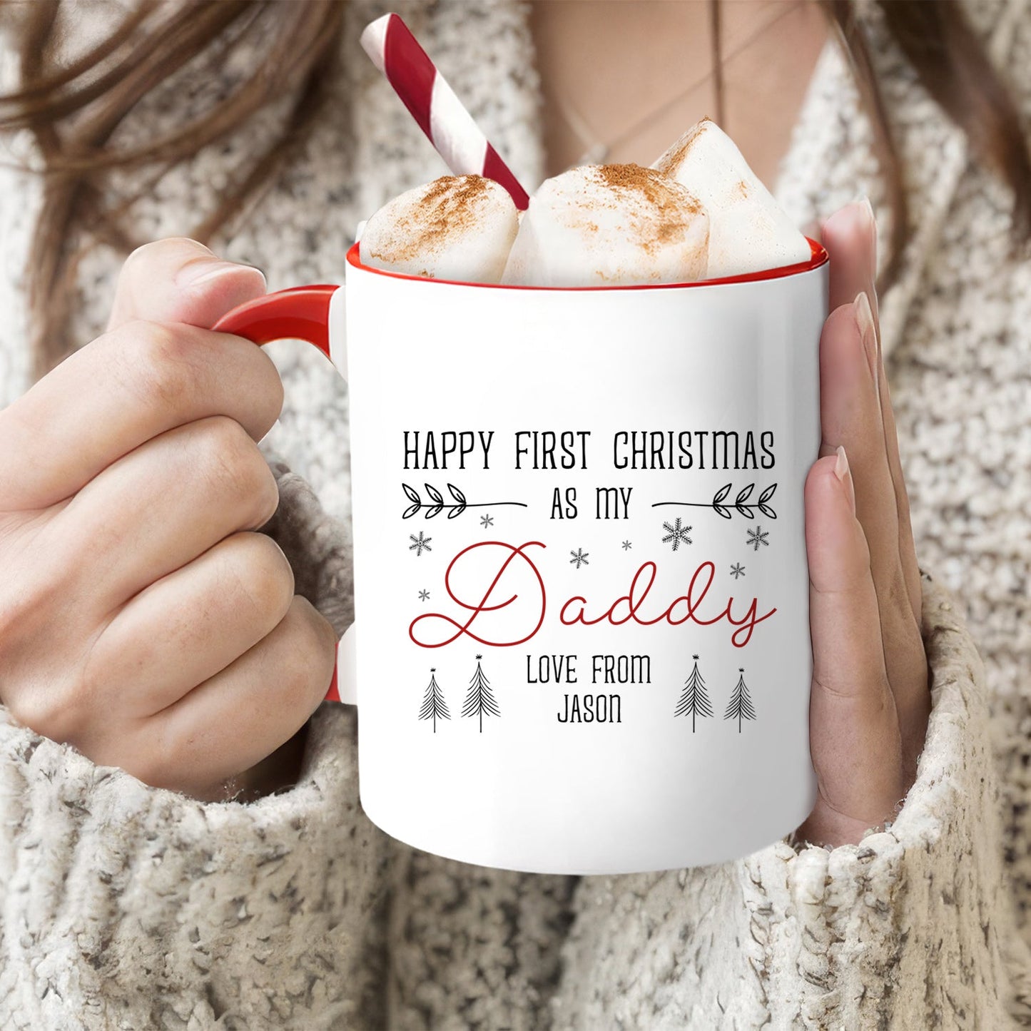 First Christmas As My Daddy - Personalized First Christmas gift For New Dad - Custom Accent Mug - MyMindfulGifts