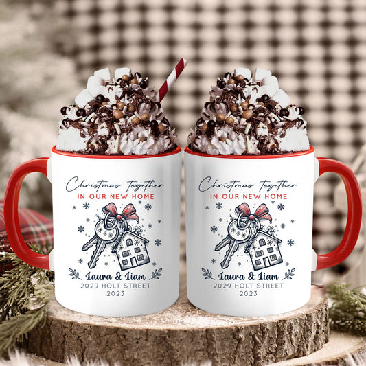 Christmas Together In Our New Home - Personalized First Christmas gift For Family - Custom Accent Mug - MyMindfulGifts