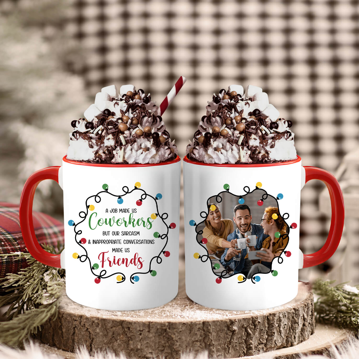 A Job Made Us Coworkers - Personalized Christmas gift For Cowokers - Custom Accent Mug - MyMindfulGifts