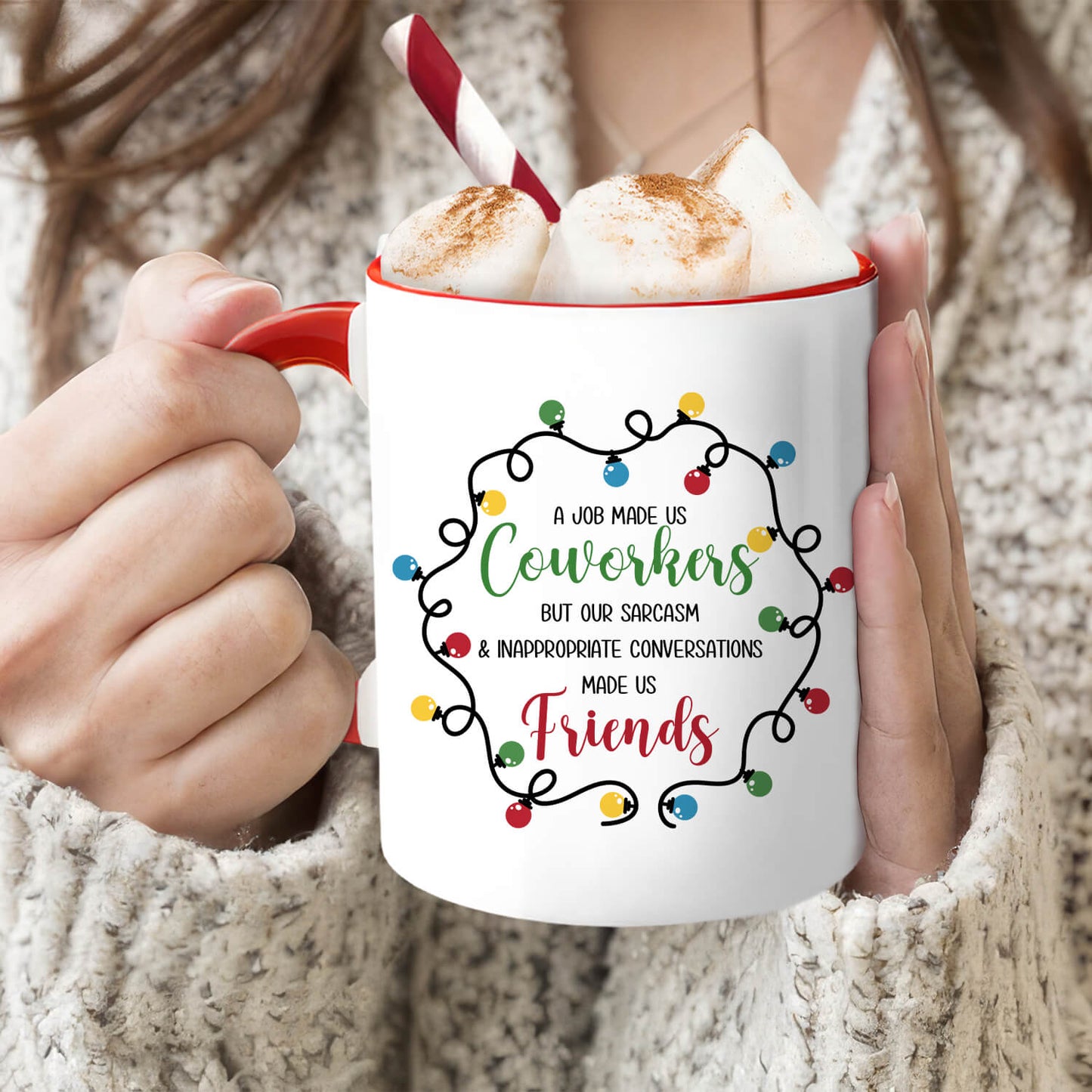 A Job Made Us Coworkers - Personalized Christmas gift For Cowokers - Custom Accent Mug - MyMindfulGifts