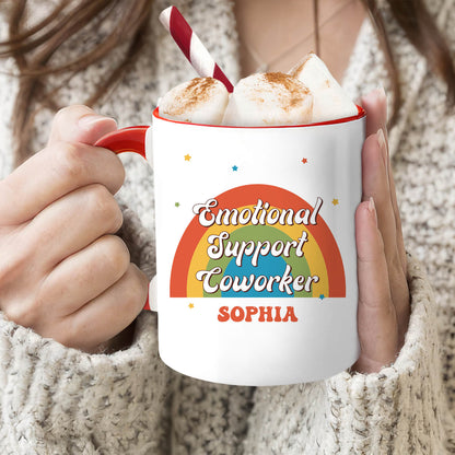 Emotional Support Coworker - Personalized Birthday or Christmas gift For Coworker - Custom Accent Mug - MyMindfulGifts