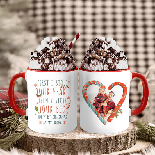 First I Stole Your Heart - Personalized First Christmas gift For New Dad - Custom Accent Mug - MyMindfulGifts