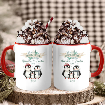 First Christmas As My Grandma And Grandpa - Personalized First Christmas gift For Grandparents - Custom Accent Mug - MyMindfulGifts