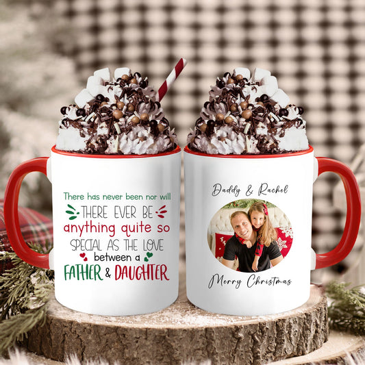 The Love Between A Father & Daughter - Personalized Christmas gift For Dad - Custom Accent Mug - MyMindfulGifts