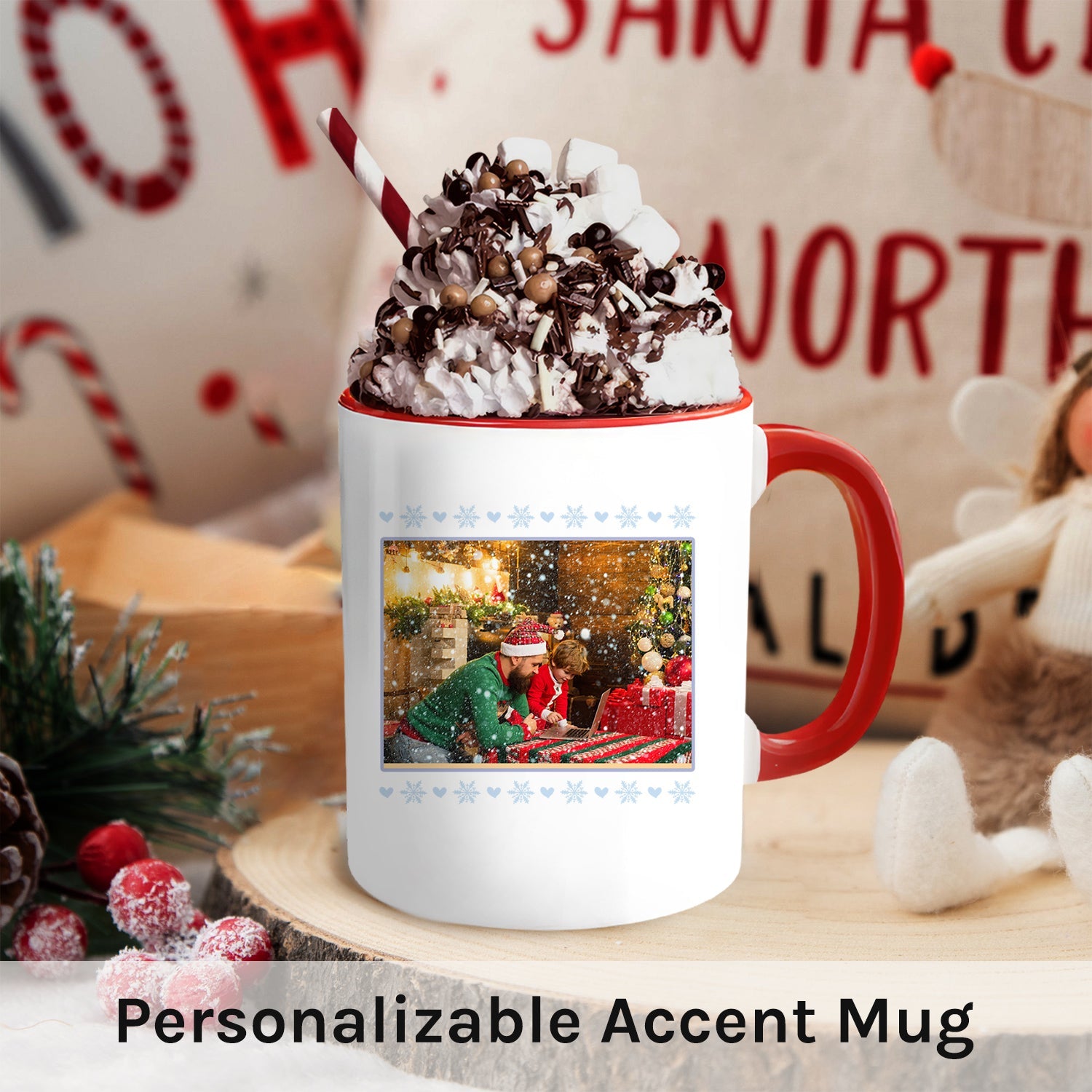 Happy First Christmas as My Daddy - Personalized First Christmas gift For New Dad - Custom Accent Mug - MyMindfulGifts