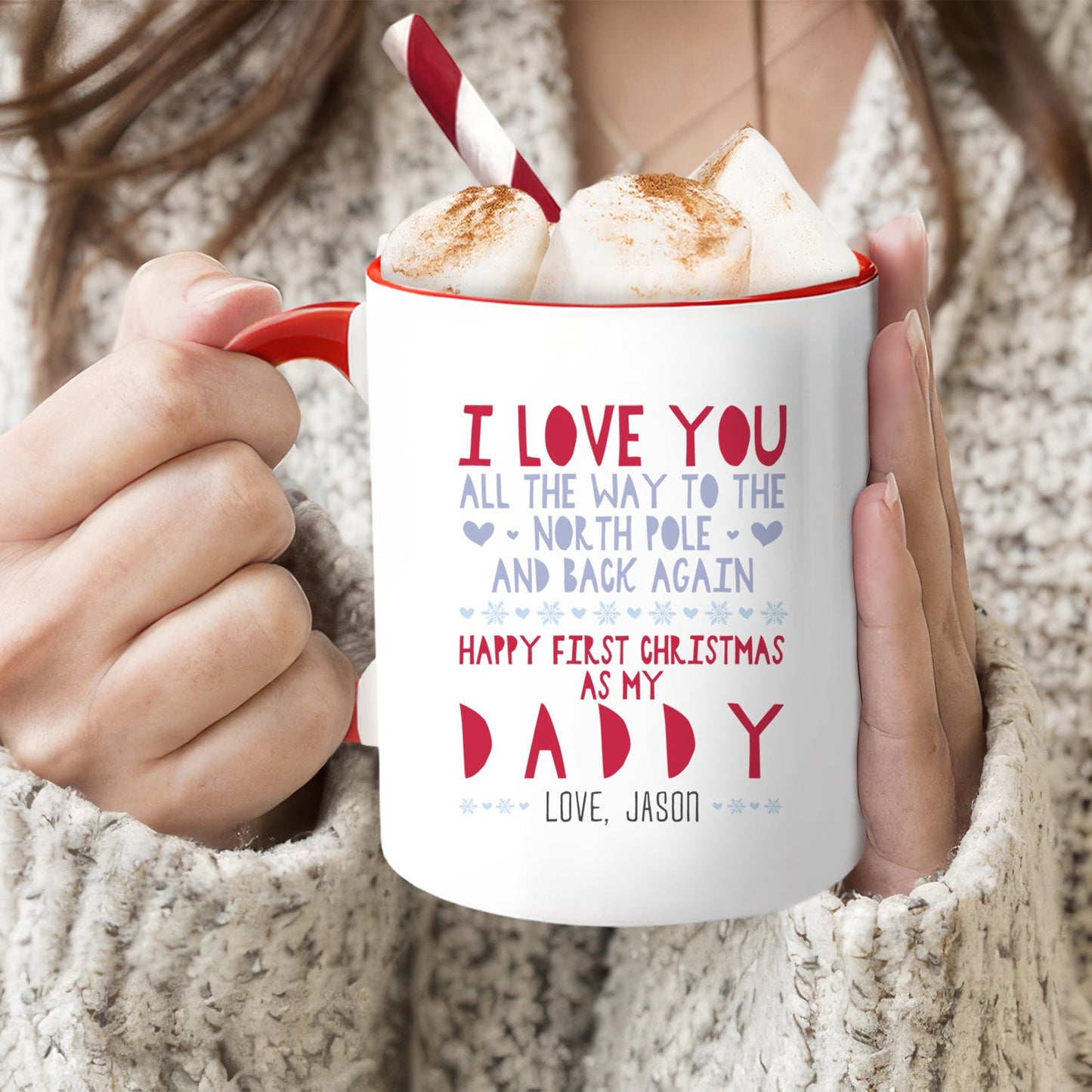 Happy First Christmas as My Daddy - Personalized First Christmas gift For New Dad - Custom Accent Mug - MyMindfulGifts