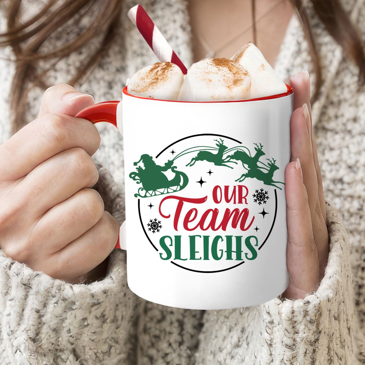 Our Team Sleighs - Personalized Christmas gift For Coworkers - Custom Accent Mug - MyMindfulGifts