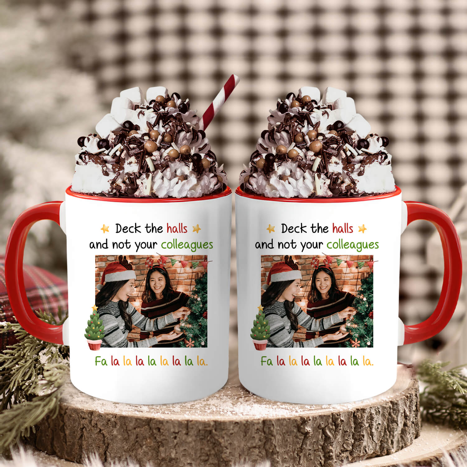 Deck The Halls, Not Your Colleagues - Personalized Christmas gift For Coworkers - Custom Accent Mug - MyMindfulGifts