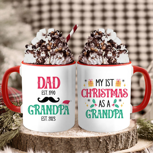 My 1st Christmas As A Grandpa - Personalized First Christmas gift For Grandpa - Custom Accent Mug - MyMindfulGifts