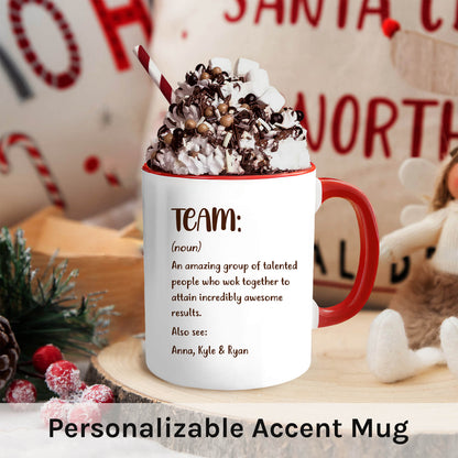 Team - Personalized Birthday or Christmas gift For Coworkers or Employees - Custom Accent Mug - MyMindfulGifts