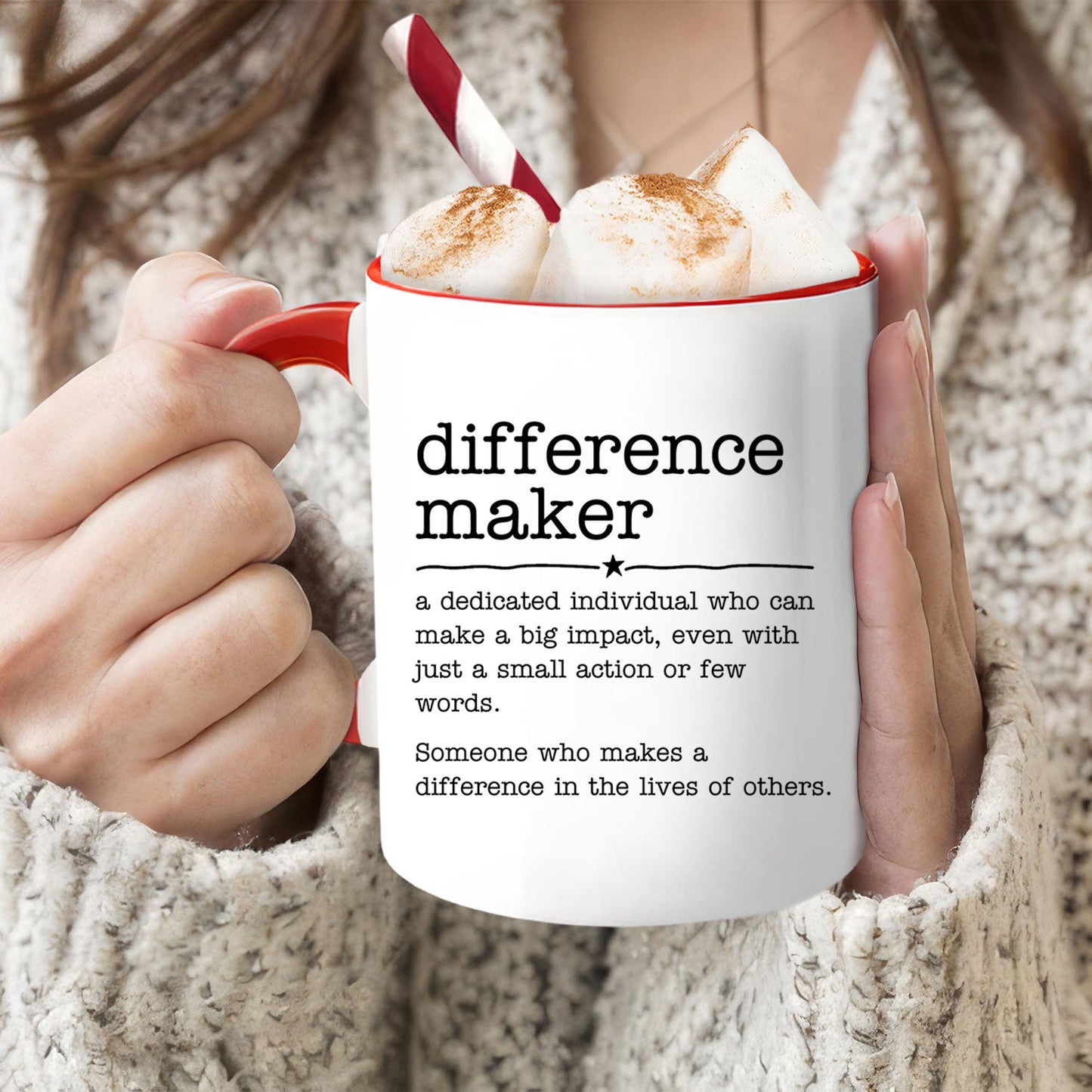 Difference Maker - Personalized Birthday or Christmas gift For Coworker or Employee - Custom Accent Mug - MyMindfulGifts