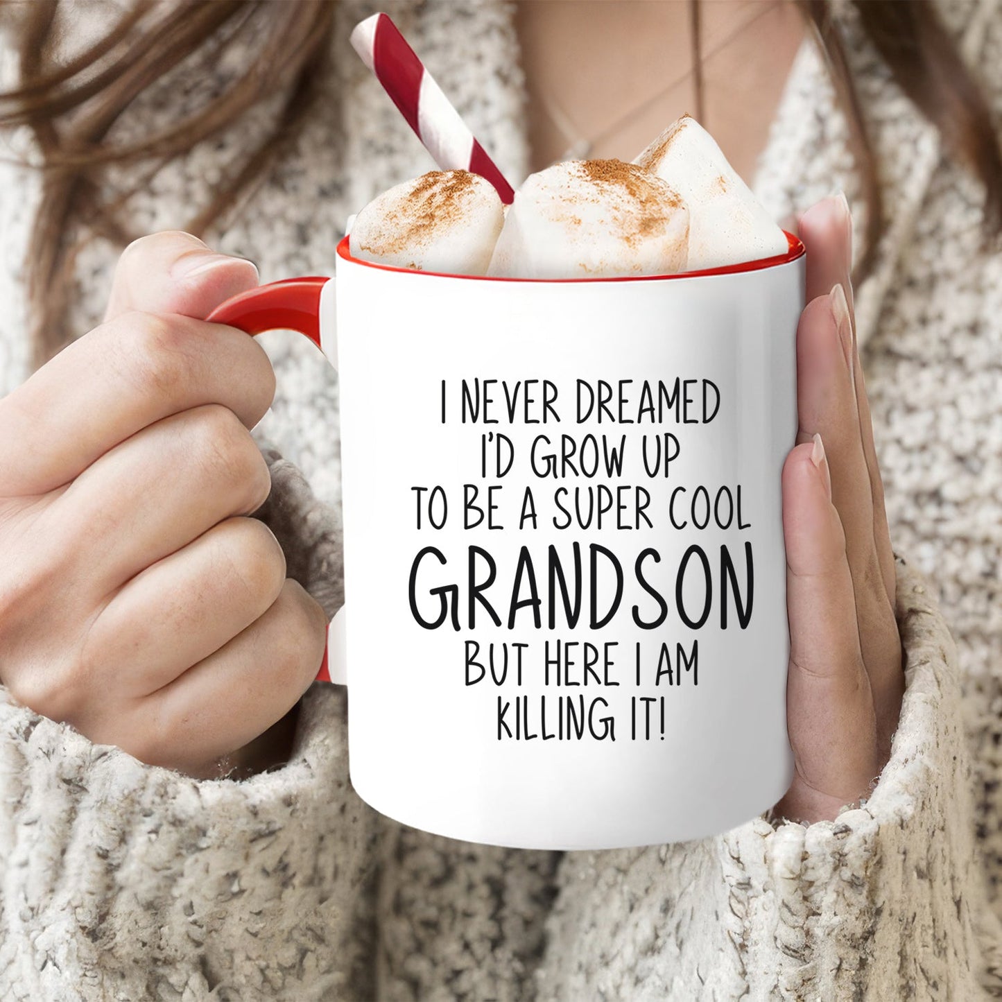 A Super Cool Grandson - Personalized Birthday or Christmas gift For Grandson - Custom Accent Mug - MyMindfulGifts