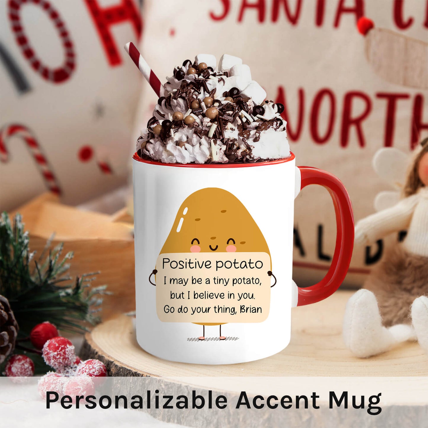 Postitive Potato - Personalized Birthday or Christmas gift For Coworker, Employee or Friend - Custom Accent Mug - MyMindfulGifts