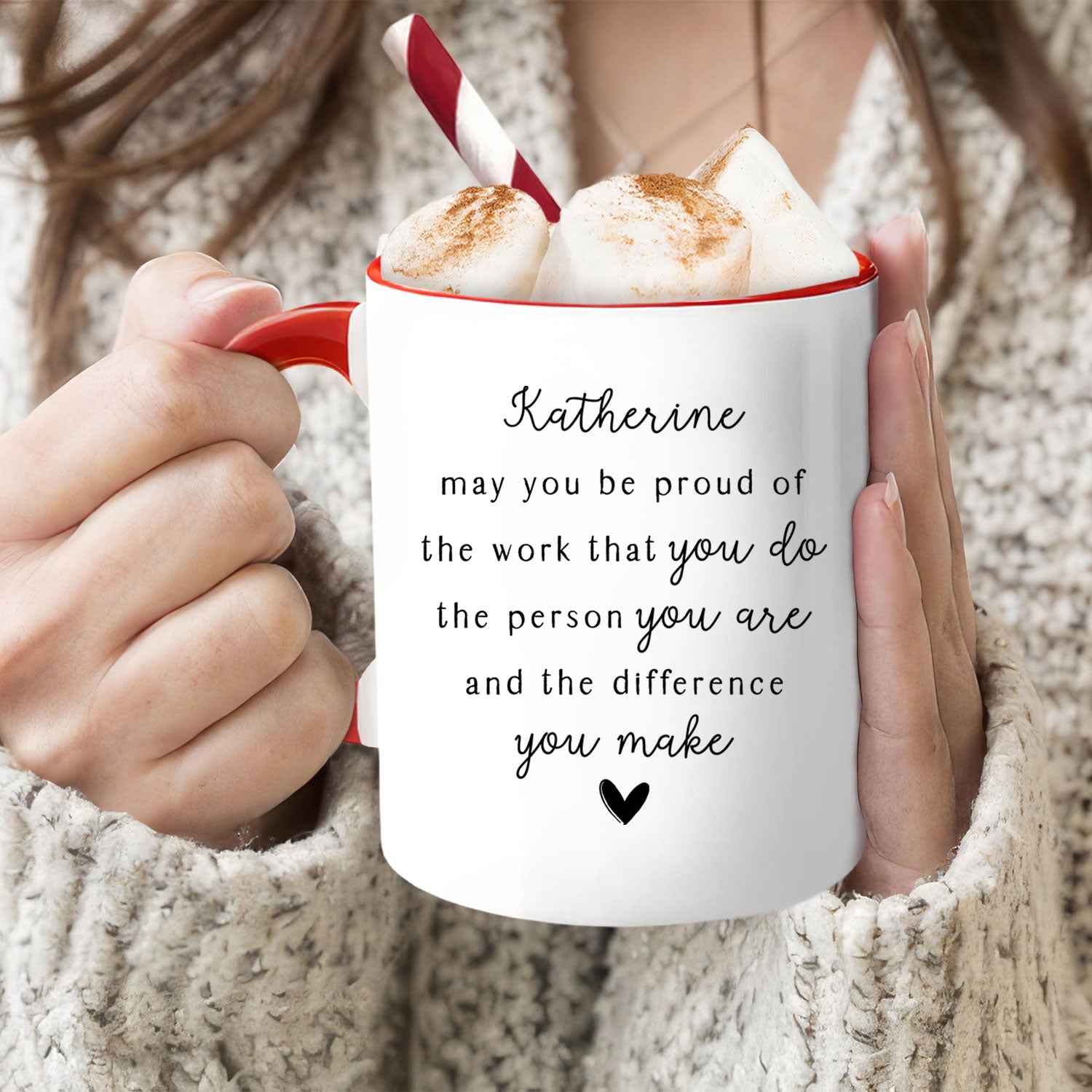 May You Be Proud Of The Difference You Make - Personalized Birthday or Christmas gift For Coworker or Employee - Custom Accent Mug - MyMindfulGifts