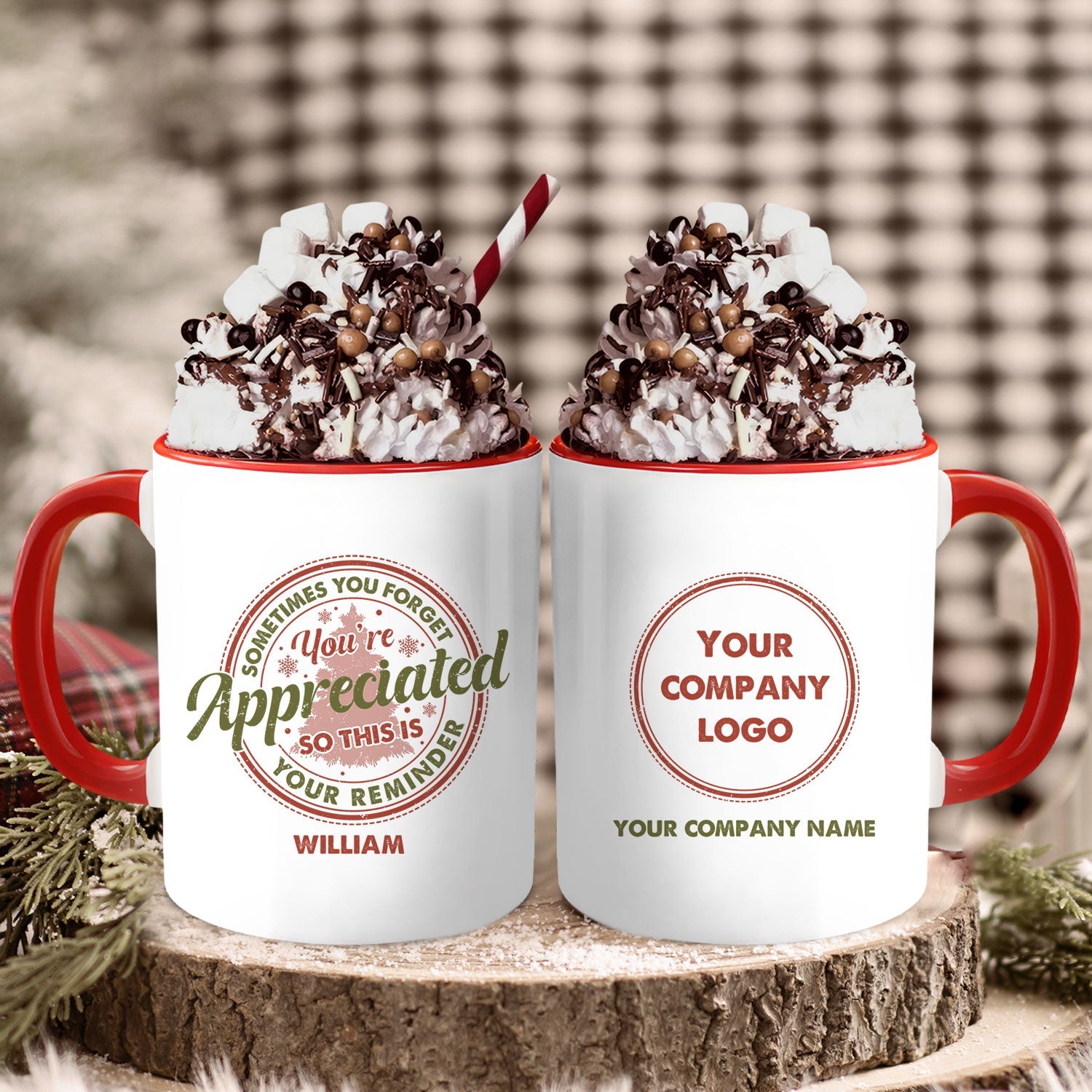 You Are Appreciated - Personalized Christmas gift For Coworker or Employee - Custom Accent Mug - MyMindfulGifts