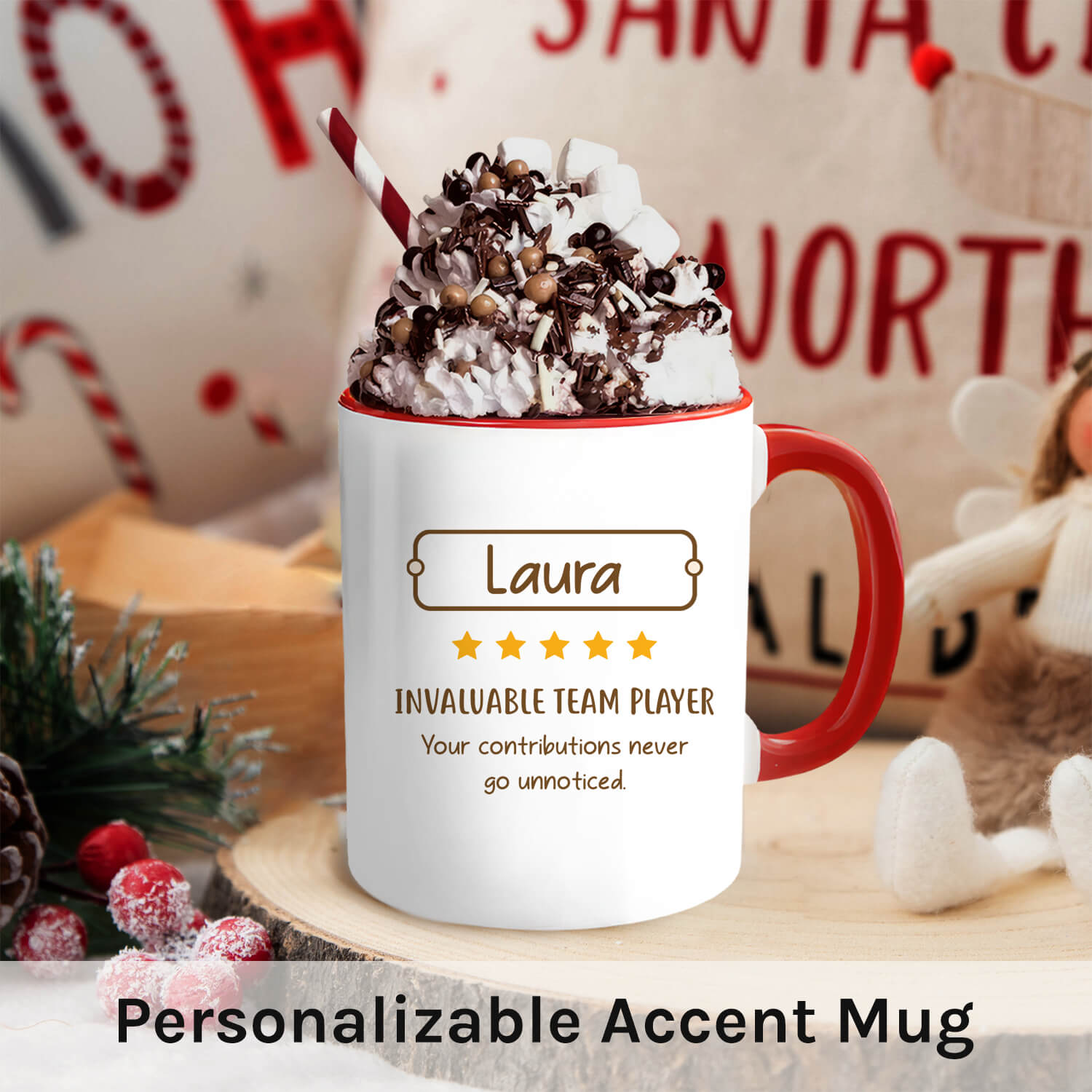 Employee 5 Star Review - Personalized Birthday or Christmas gift For Employees - Custom Accent Mug - MyMindfulGifts