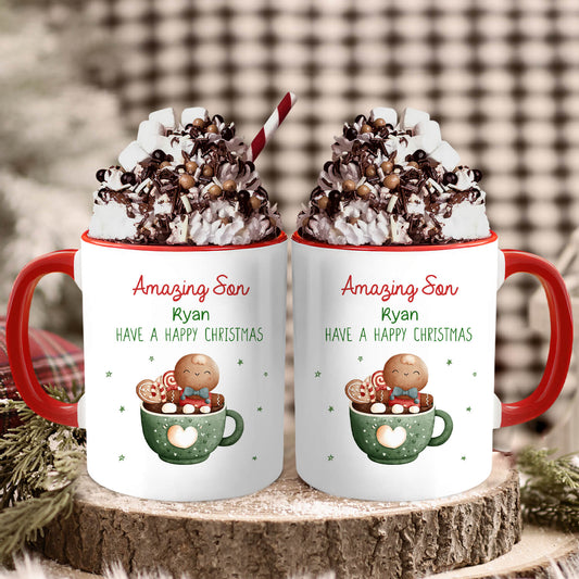 Amazing Son - Personalized Christmas gift For Son - Custom Accent Mug - MyMindfulGifts