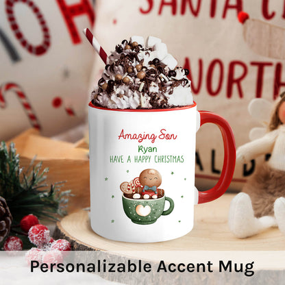 Amazing Son - Personalized Christmas gift For Son - Custom Accent Mug - MyMindfulGifts