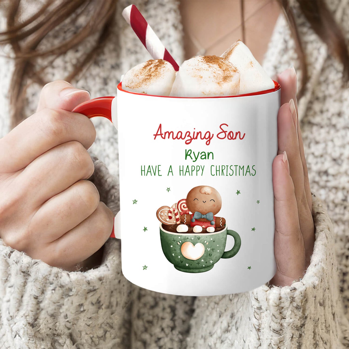 Amazing Son - Personalized Christmas gift For Son - Custom Accent Mug - MyMindfulGifts