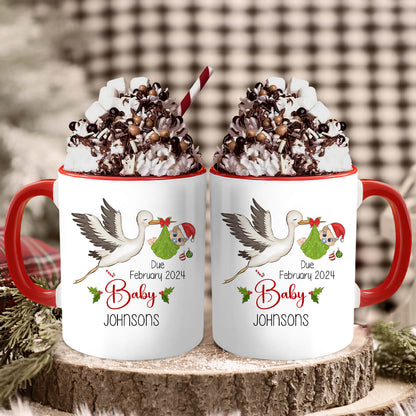 Pregnancy Announcement - Personalized Christmas Pregnancy Announcment gift For Family - Custom Accent Mug - MyMindfulGifts