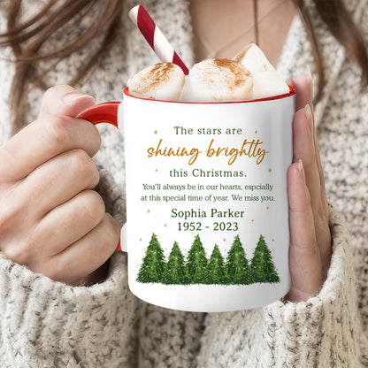 You'll Always Be In Our Hearts - Personalized Christmas Memorial gift For Family - Custom Accent Mug - MyMindfulGifts