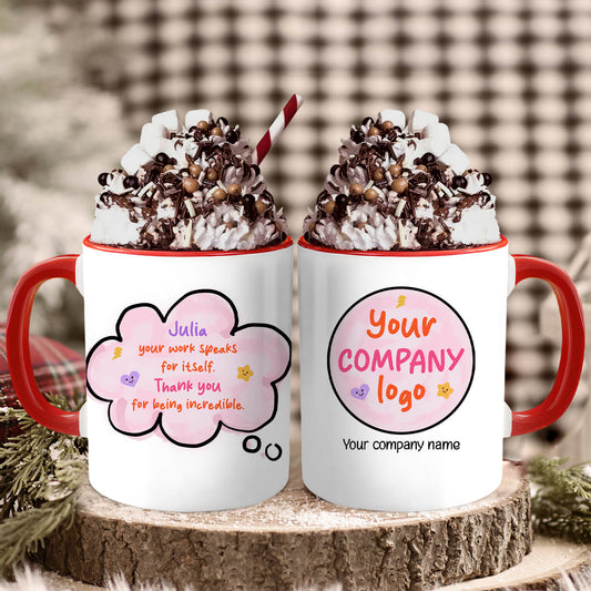 Your Words Speak For Itself - Personalized Christmas gift For Employees - Custom Accent Mug - MyMindfulGifts