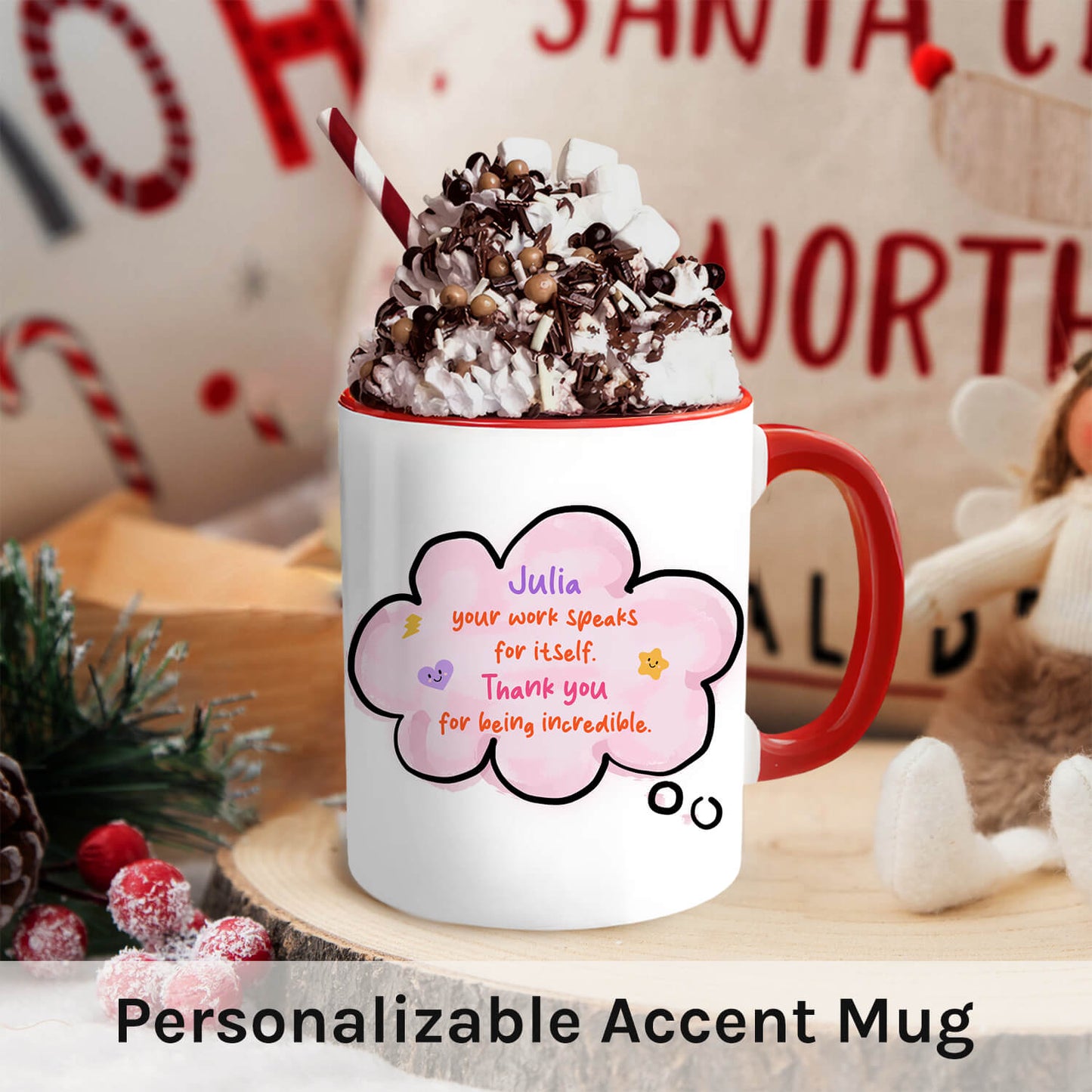 Your Words Speak For Itself - Personalized Christmas gift For Employees - Custom Accent Mug - MyMindfulGifts