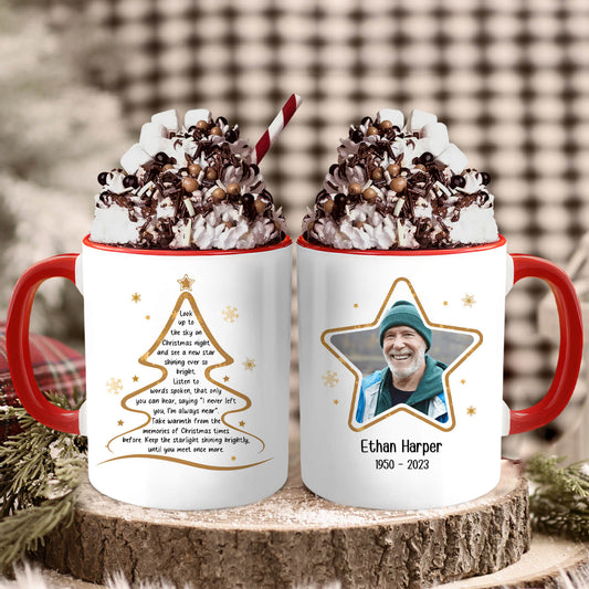 Look Up To Heaven On Christmas Night - Personalized Christmas Memorial gift For Family - Custom Accent Mug - MyMindfulGifts