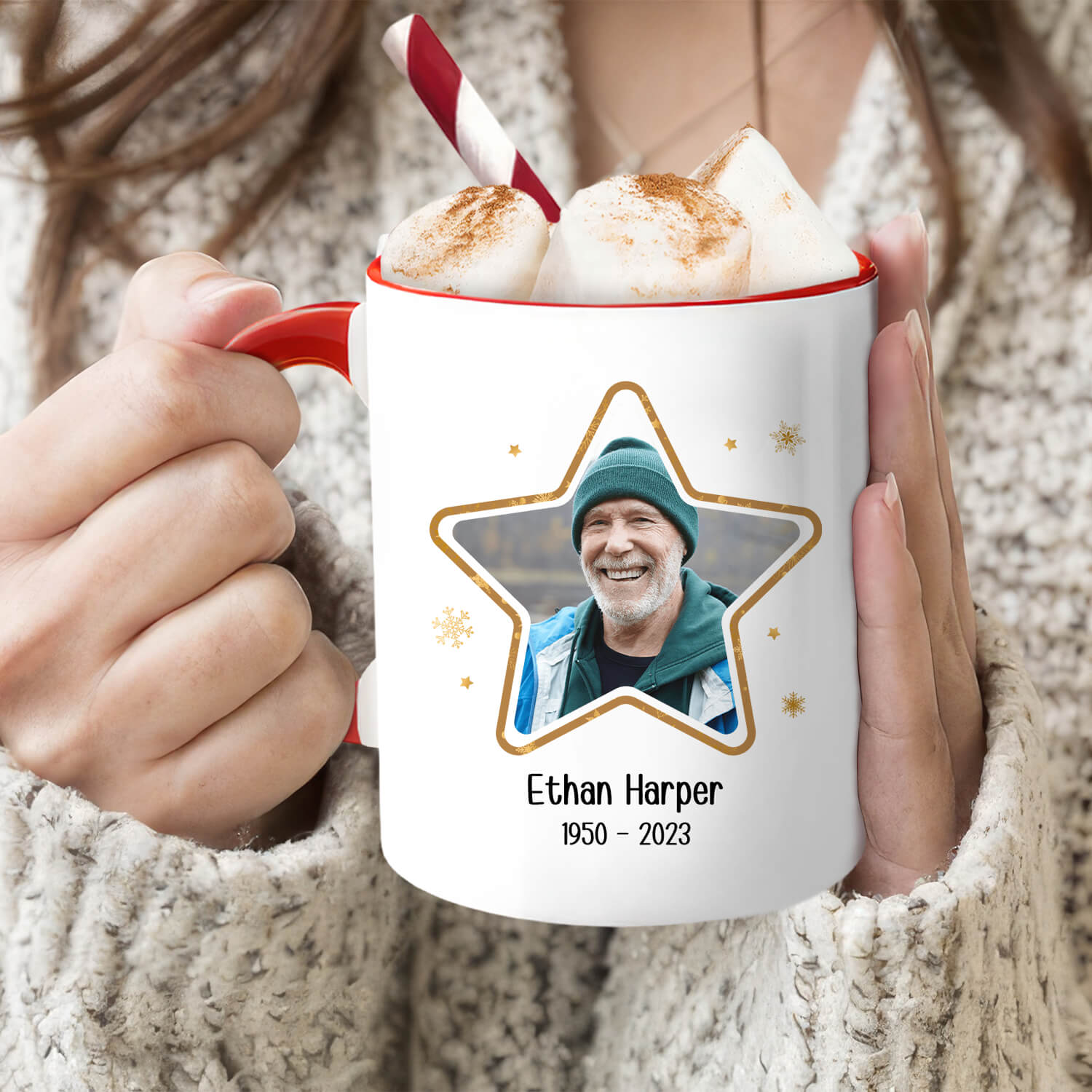 Look Up To Heaven On Christmas Night - Personalized Christmas Memorial gift For Family - Custom Accent Mug - MyMindfulGifts