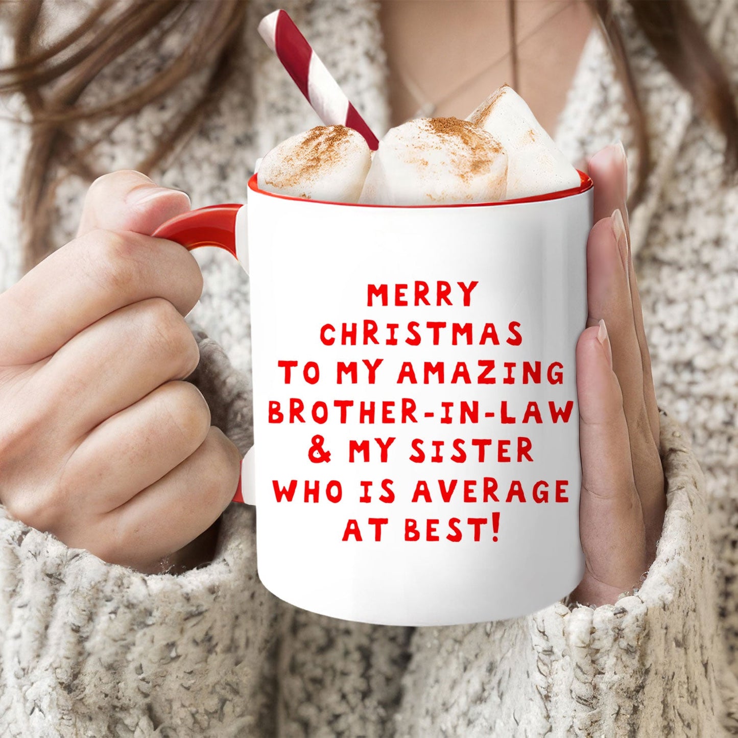 Merry Christmas - Personalized Christmas gift For Siblings and Inlaws - Custom Accent Mug - MyMindfulGifts