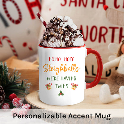 Twin Pregnancy Announcement - Personalized Christmas Twin Pregnancy Announcement gift For Family - Custom Accent Mug - MyMindfulGifts